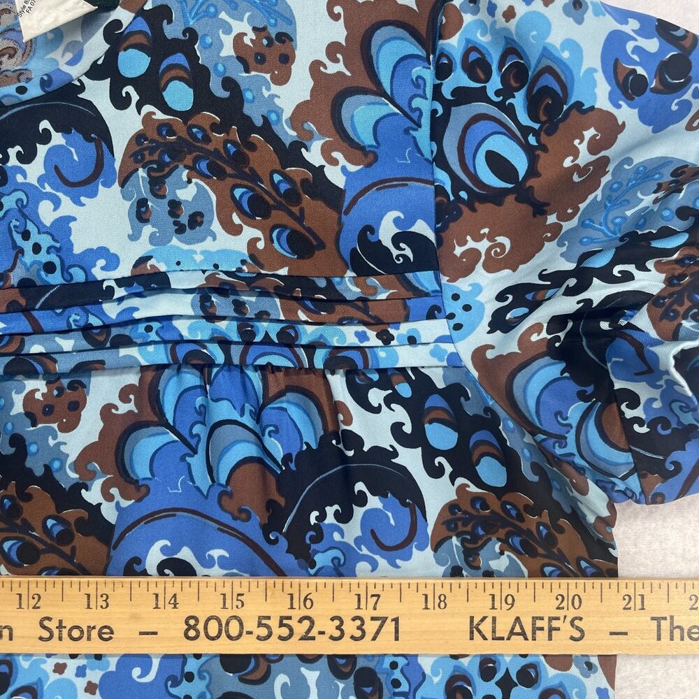 J.CREW Dress 12 Emma Silk Peacock Paisley Print Shift Mini Puff Sleeve Blue - Picture 10 of 12